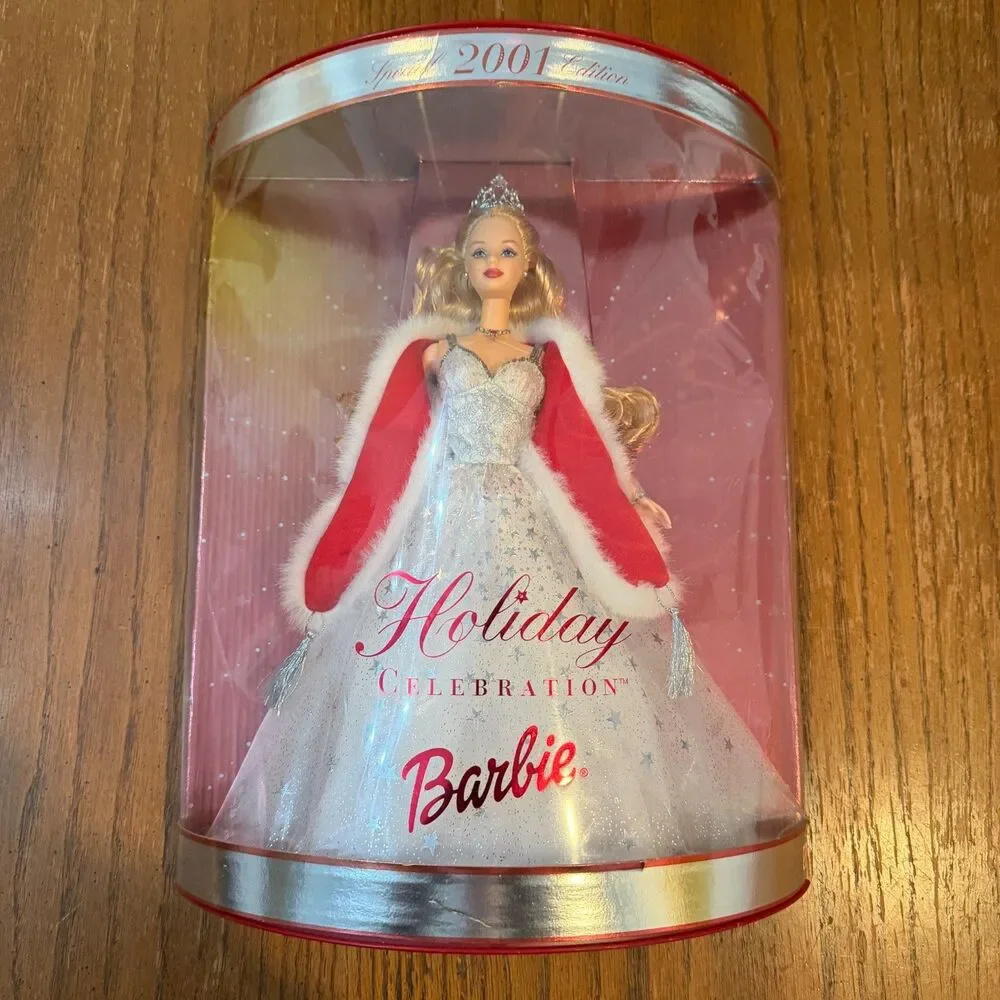 2001 Holiday Celebration Barbie Special Edition NRFB Silver Gown Mattel Doll